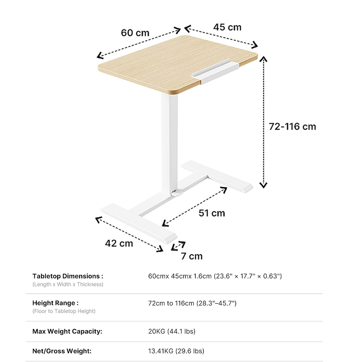 Hinomi Air Desk Height Adjustable, Tiltable, Foldable Desk with Wheels | Laptop Table