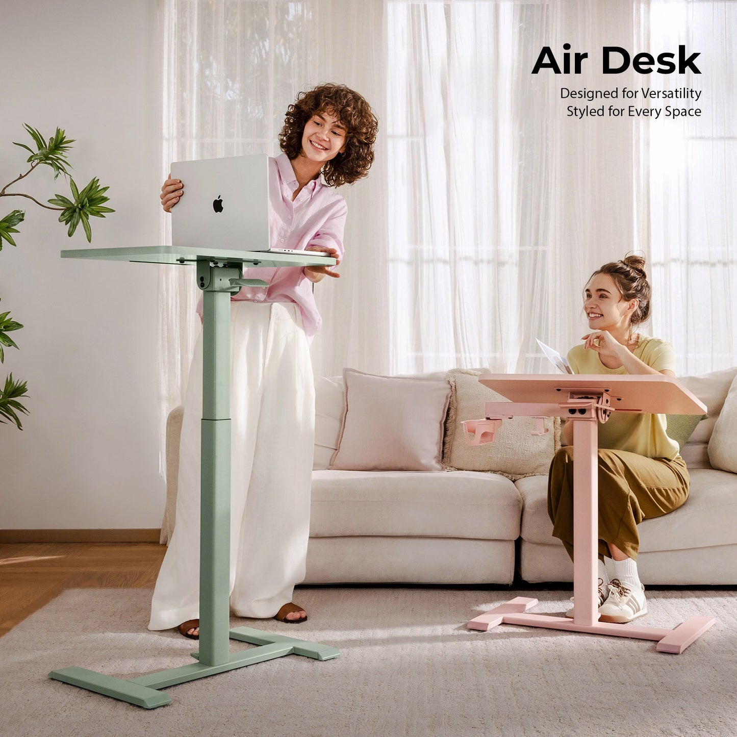 Hinomi Air Desk Height Adjustable, Tiltable, Foldable Desk with Wheels | Laptop Table