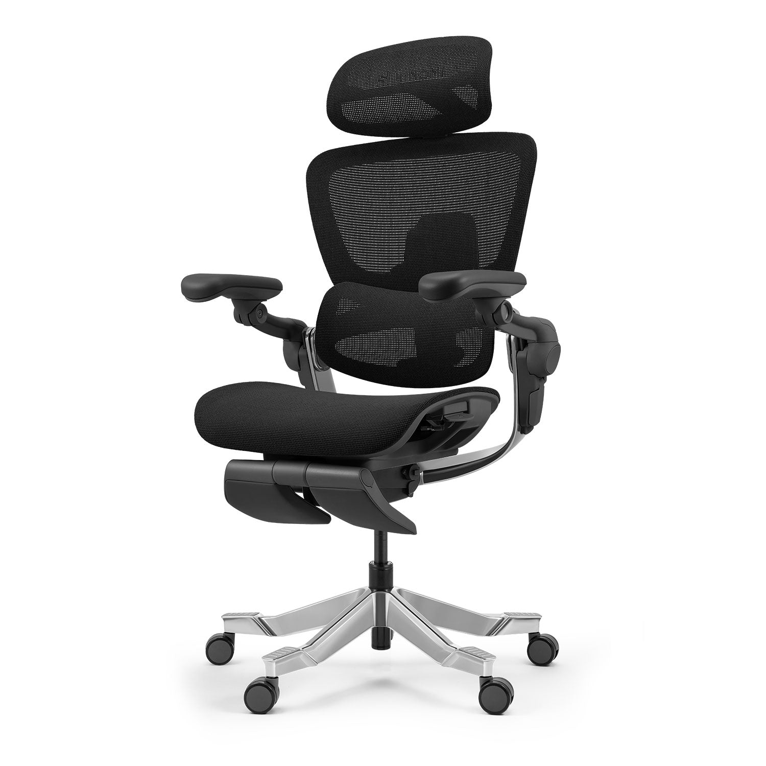 Dark gray chair with aluminum base and pink upholstery, same design as previous variants