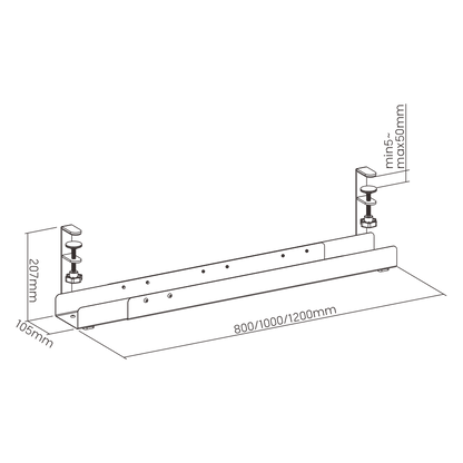 HINOMI FlexRail Under-Desk Adjustable Width Cable Tray Organizer