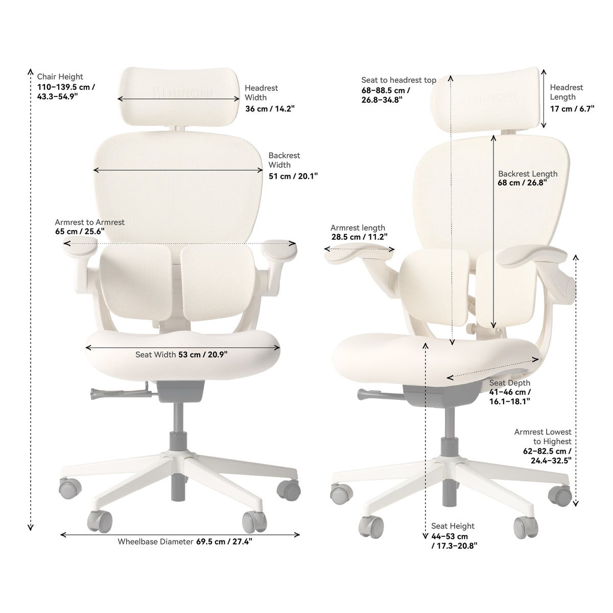 Hinomi Q2 Ergonomic Office Chair with Free Footrest