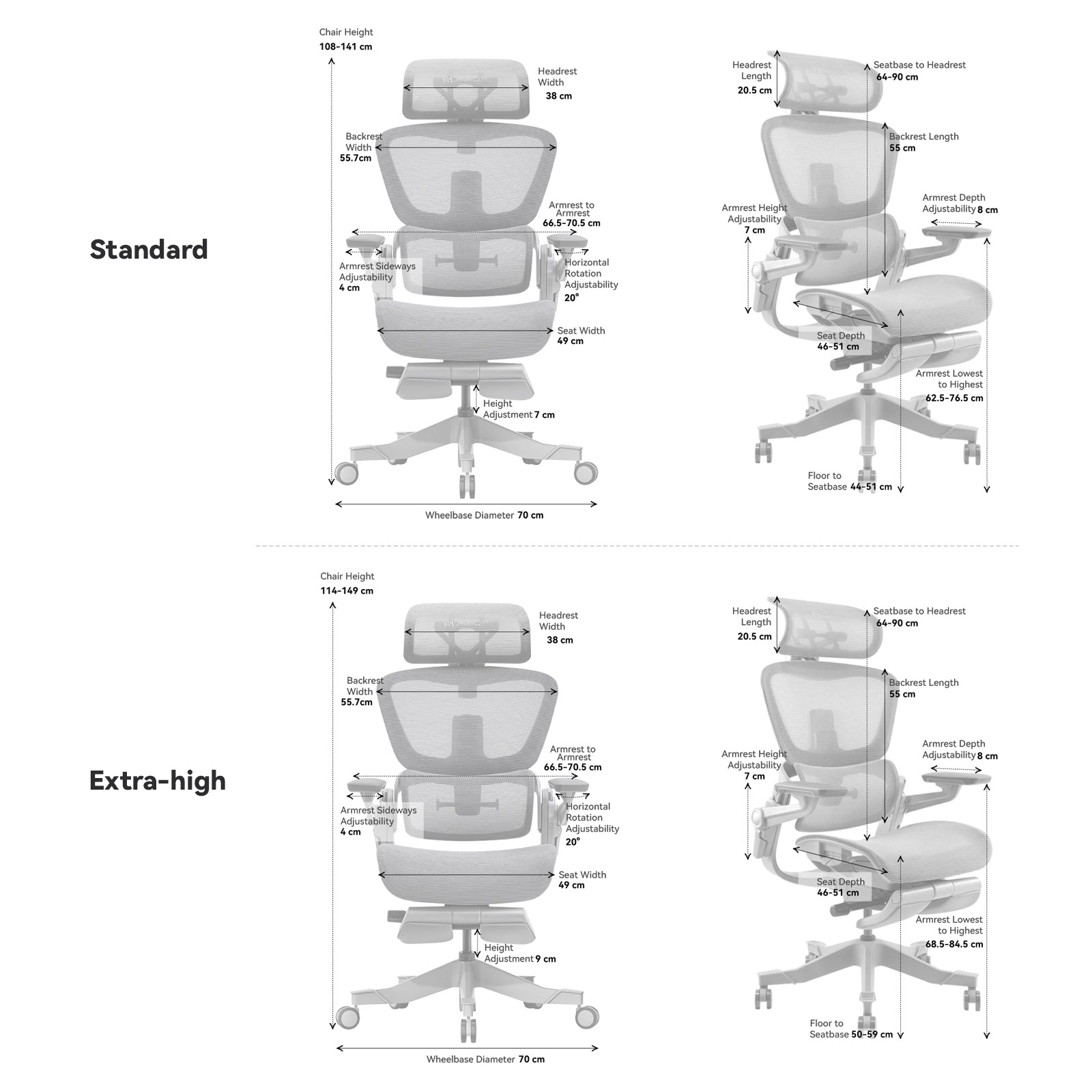 HINOMI H1 Classic V2/V3 Ergonomic Office Chair - Adjustable Backrest  Height, Comfortable for Home & Work, with Flippable 3D Armrests and  Breathable